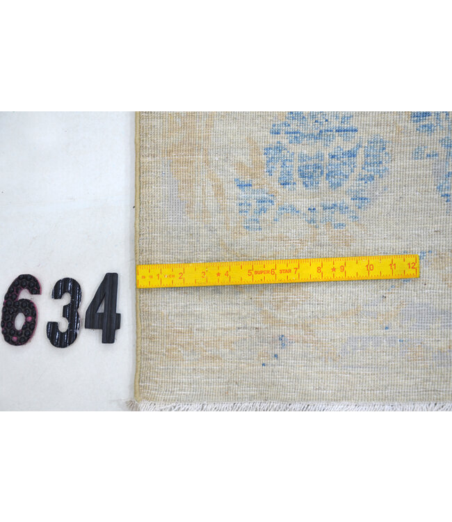 Vintage Handgeknoopt Tapijt - Ziegler Patroon - 296 x 202 cm - Blauw en Beige