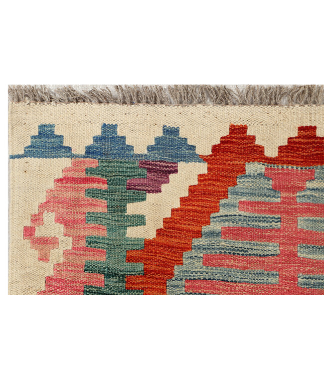Afghanischer Kilim – 247x79 cm – Handgewebter Wollteppich mit Leiter-Motiv und Tribal-Rahmen