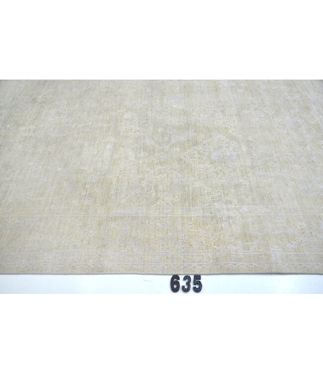 Vintage Handgeknoopt Tapijt - Ziegler Patroon - 290 x 197 cm - Beige en Grijs