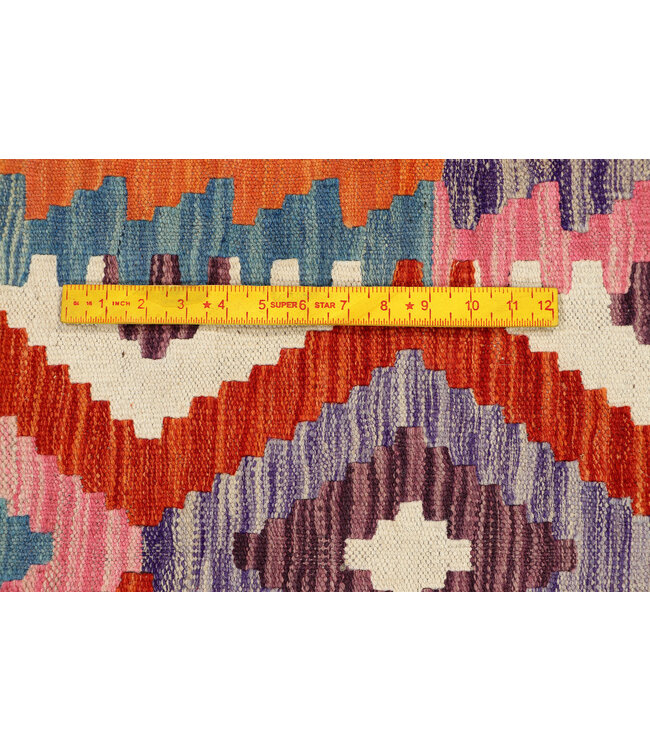 Afghanischer Kilim – 244x79 cm – Handgewebter Woll-Läufer mit Diamantmuster und Tribal-Kanten