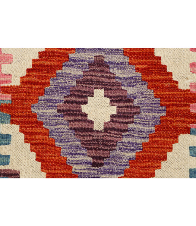 Afghan Kilim Rug – 244x79 cm – Handwoven Wool Runner with Layered Diamonds & Tribal Edges in Vibrant Tones