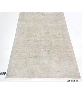 Vintage Handgeknüpfter Teppich - Ziegler Muster - 296 x 195 cm - Beige mit Blau und Rosa