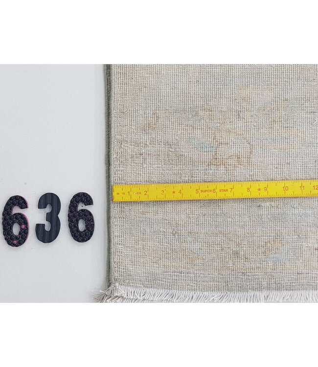 Vintage Handgeknüpfter Teppich - Ziegler Muster - 296 x 195 cm - Beige mit Blau und Rosa