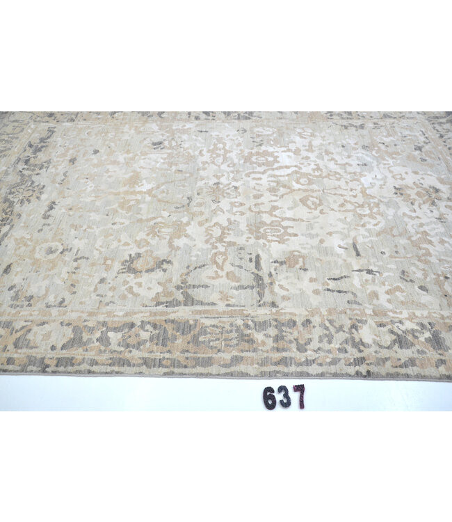 Vintage Handgeknüpfter Teppich - Ziegler Muster - 289 x 191 cm - Beige und Blau