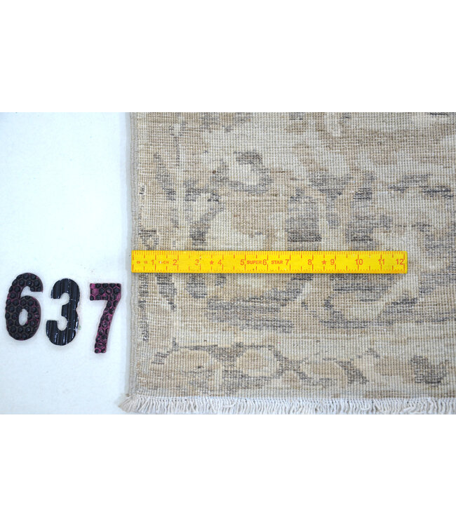 Vintage Handgeknoopt Tapijt - Ziegler Patroon - 289 x 191 cm - Beige en Blauw