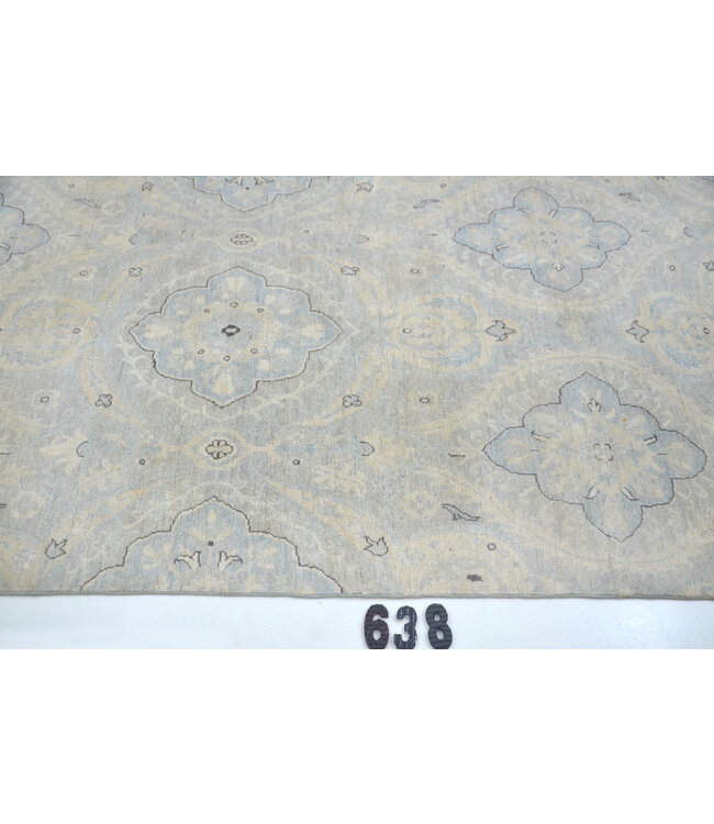 Vintage Handgeknoopt Tapijt - Kazak Patroon - 184 x 115 cm - Blauw en Beige