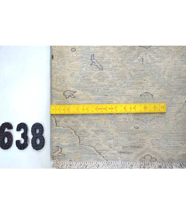 Vintage Handgeknoopt Tapijt - Kazak Patroon - 184 x 115 cm - Blauw en Beige