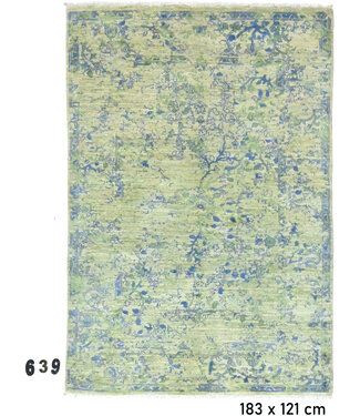 Vintage Handgeknüpfter Teppich - Ziegler Muster - 183 x 121 cm - Grünes und Blaues Design Vintage Handgeknüpfter Teppich - Ziegler Muster - 183 x 121 cm - Grünes und Blaues Design