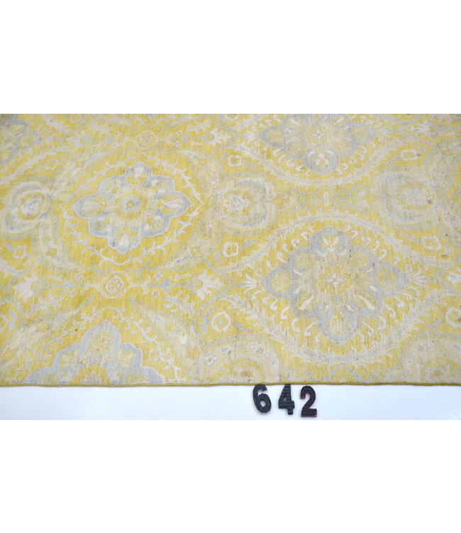 Vintage Handgeknüpfter Teppich - Kazak Muster - 176 x 124 cm - Gelb und Blaue Akzente