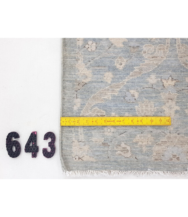 Vintage Handgeknüpfter Teppich - Antikes Muster - 187 x 119 cm - Blaue und Graue Akzente