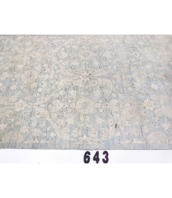 Vintage Handgeknüpfter Teppich - Antikes Muster - 187 x 119 cm - Blaue und Graue Akzente