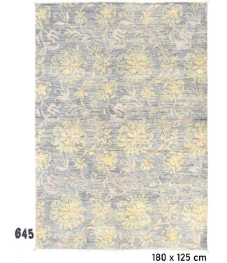 Vintage Handgeknüpfter Teppich - Antikes Muster - 180 x 125 cm - Graue und Gelbe Blumen Vintage Handgeknüpfter Teppich - Antikes Muster - 180 x 125 cm - Graue und Gelbe Blumen