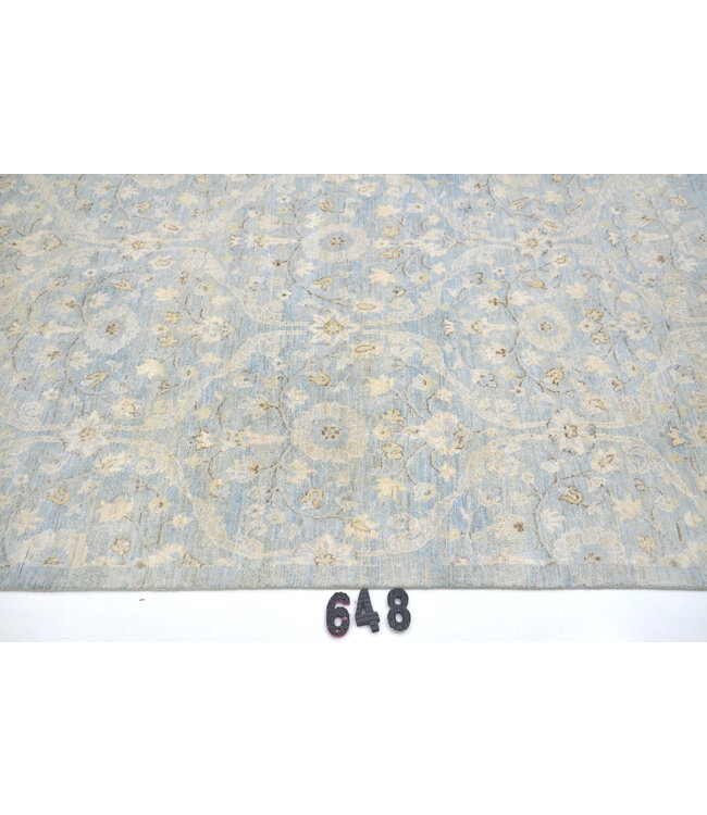 Vintage Handgeknüpfter Teppich - Blau mit Goldakzenten - 182 x 123 cm - Antikes Blumenmuster