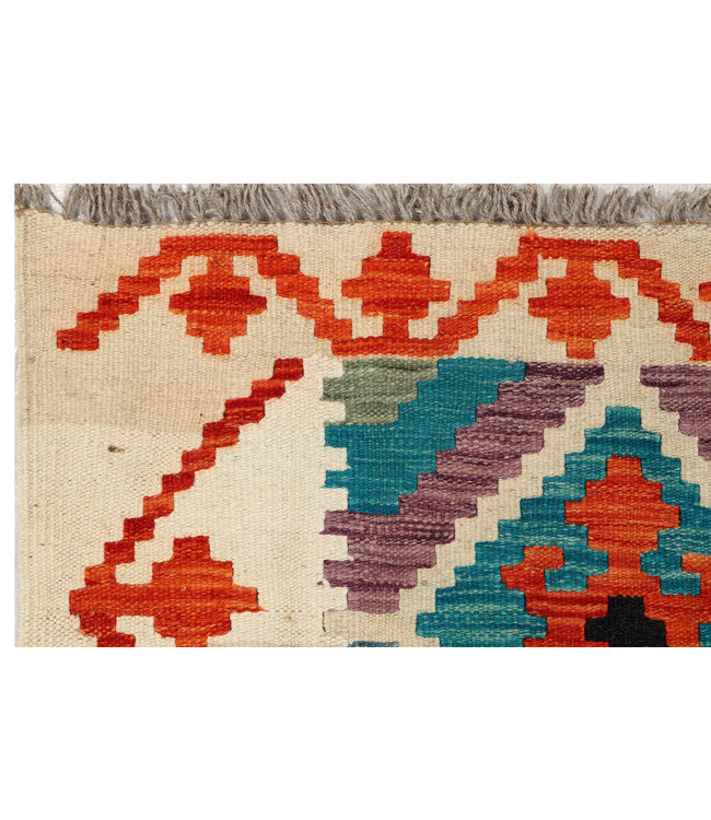 Farbenfroher Tribal-Kilim-Läufer – Handgewebter Wollteppich – 244x77 cm