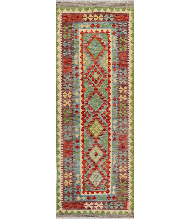 Colorful Tribal Kilim Runner – Handwoven Wool Rug – 231x80 cm