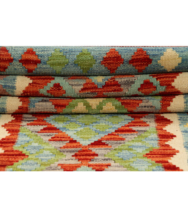 Bunter Tribal-Kilim-Läufer – Handgewebter Wollteppich – 231x80 cm
