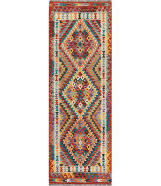 Vibrant Geometric Kilim Runner – Handwoven Wool Rug – 248x84 cm Vibrant Geometric Kilim Runner – Handwoven Wool Rug – 248x84 cm