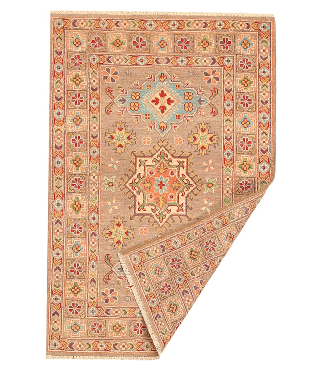 153x101cmHand-Knotted Wool Kazak Rug – Authentic Oriental Carpet, Traditional Tribal Design, High-Quality Handmade Wool Rug