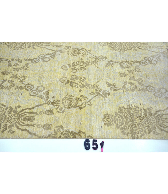 Vintage Handgeknüpfter Teppich - Gelb mit Braunen Akzenten - 179 x 120 cm - Antikes Blumenmuster