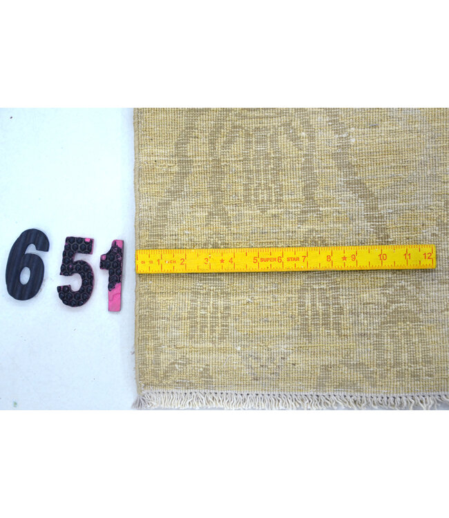 Vintage Handgeknoopt Tapijt - Geel met Bruine Accenten - 179 x 120 cm - Antiek