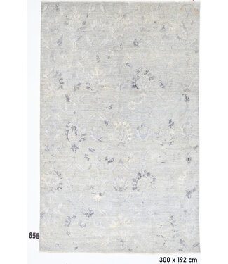 Vintage Handgeknüpfter Teppich - Hellblau mit Blumenmuster - 300 x 192 cm - Antiker Stil Vintage Handgeknüpfter Teppich - Hellblau mit Blumenmuster - 300 x 192 cm - Antiker Stil