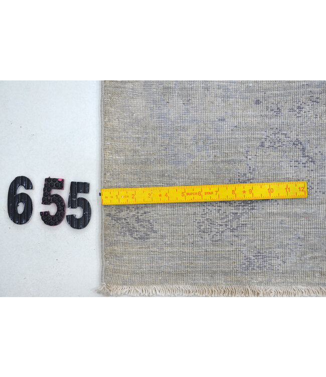 Vintage Handgeknoopt Tapijt - Lichtblauw met Bloemenmotief - 300 x 192 cm - Antieke Stijlc