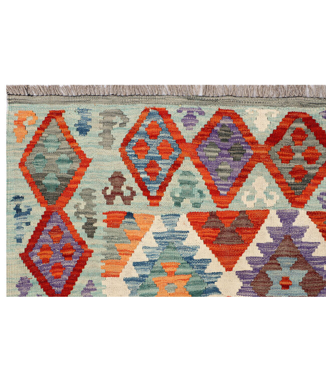Handwoven Afghan Kilim Rug – Geometric Tribal Design – 308x198 cm