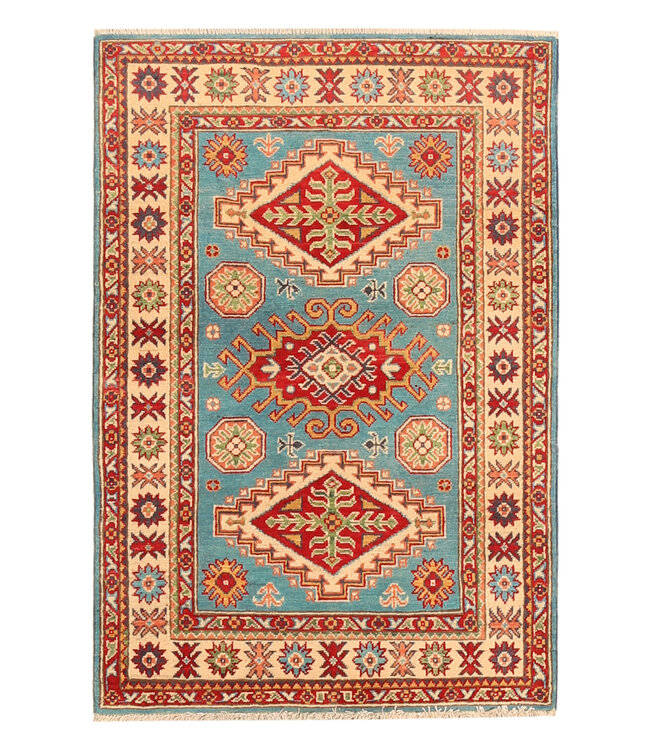 151x103cm Hand-Knotted Wool Kazak Rug – Authentic Oriental Carpet, Traditional Tribal Design, High-Quality Handmade Wool Rug