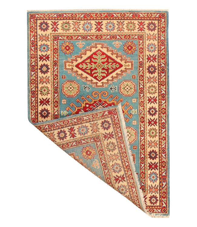 151x103cm Hand-Knotted Wool Kazak Rug – Authentic Oriental Carpet, Traditional Tribal Design, High-Quality Handmade Wool Rug