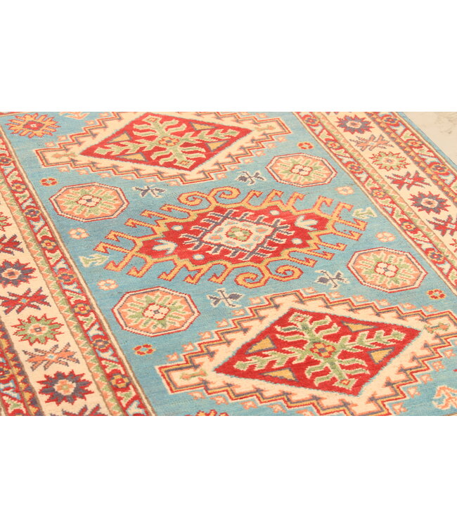 151x103cm Handgeknüpfter Woll Kazak Teppich – Authentischer Orientalischer Teppich, Traditionelles Tribal Design, Hochwertiger Handgefertigter Wollteppich