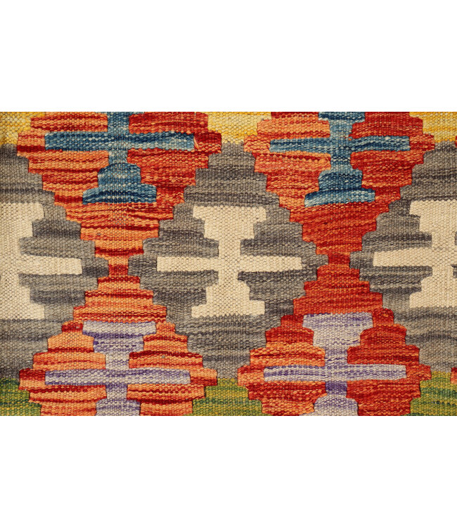 Handgewebter Afghanischer Kelim Teppich – 301x200 cm -  Buntes Tribal Muster