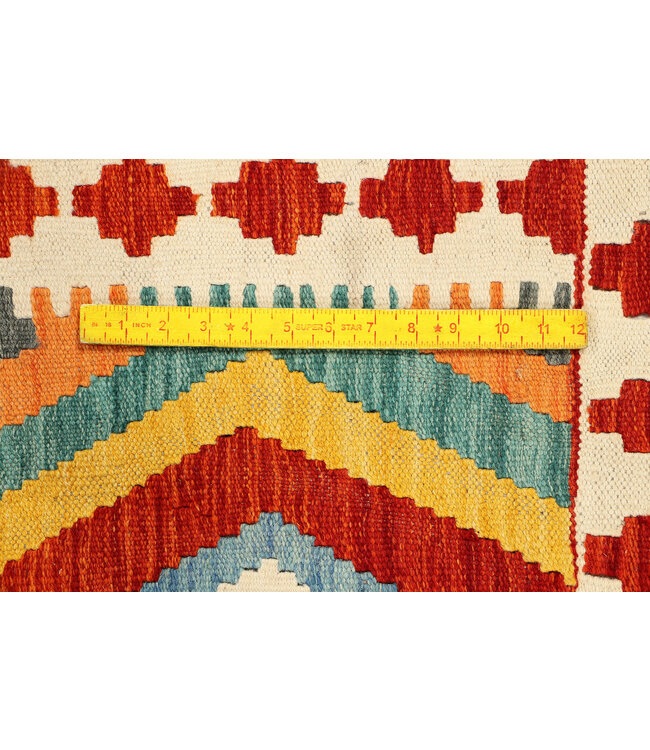 Handwoven Afghan Kilim Rug – 300x201 cm – Geometric Tribal Design