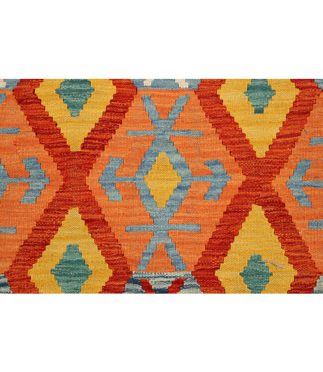 Handwoven Afghan Kilim Rug – 300x201 cm – Geometric Tribal Design