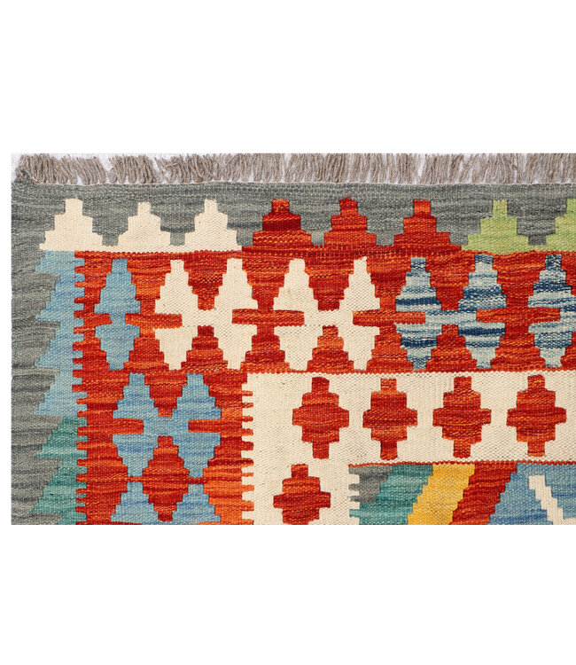 Handgewebter Afghanischer Kelim – 300x201 cm – Tribal-Geometrisches Design
