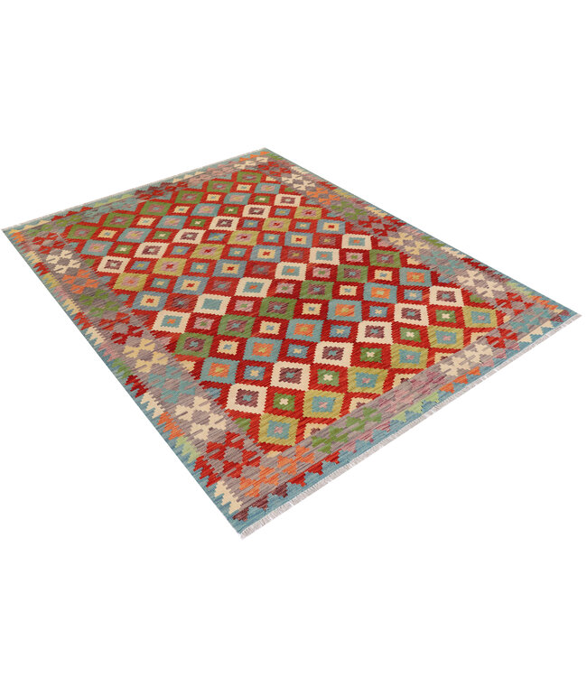 Handgewebter Afghanischer Kelim Teppich – 281x195 cm - Tribal Diamantmuster