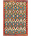 Handwoven Afghan Kilim Rug – 294x198 cm– Multicolor Tribal Diamond Pattern
