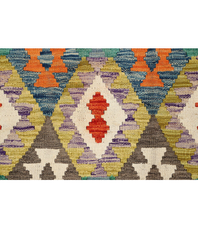 Handgewebter Afghanischer Kelim Teppich – 294x198 cm – Tribal Diamant Muster