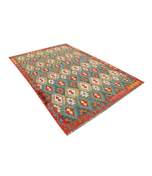 Handgewebter Afghanischer Kelim Teppich – 294x198 cm – Tribal Diamant Muster