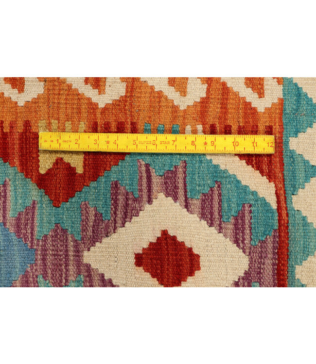 Handgeweven Afghaanse Kilim Vloerkleed – 300x200 cm – Veelkleurig Tribal Design