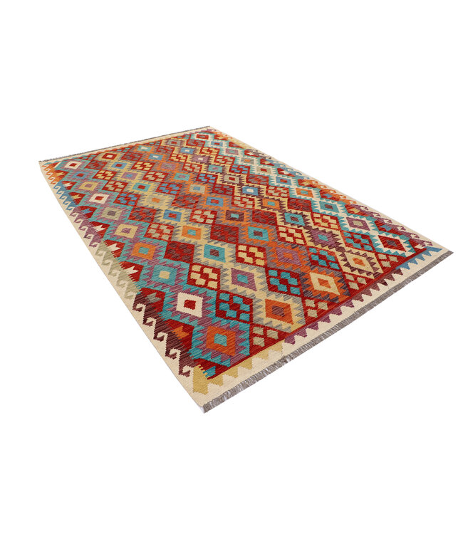 Handwoven Afghan Kilim Rug – 300x200 cm  – Multicolour Tribal Design