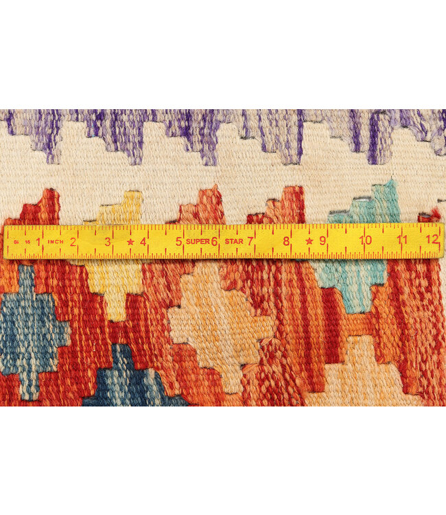 Handwoven Afghan Kilim Rug – 295x214 cm – Multicolour Tribal Design