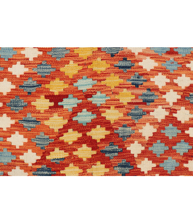 Handgewebter Afghanischer Kilim Teppich – 295x214 cm – Mehrfarbig mit Stammesmuster