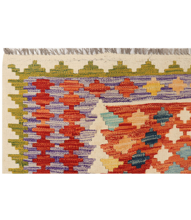 Handgewebter Afghanischer Kilim Teppich – 295x214 cm – Mehrfarbig mit Stammesmuster