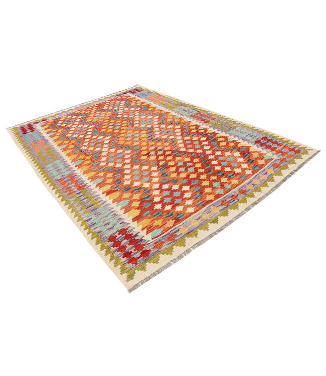 Handgewebter Afghanischer Kilim Teppich – 295x214 cm – Mehrfarbig mit Stammesmuster