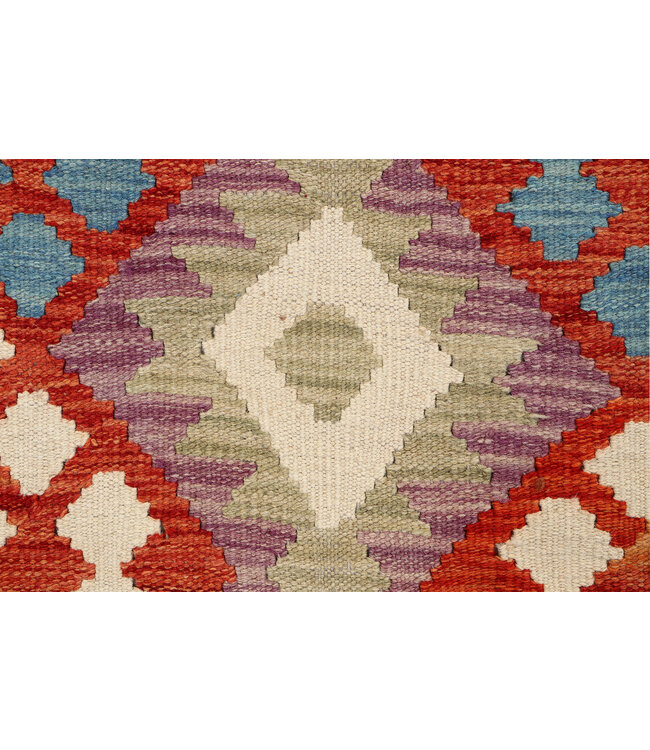 Handgeweven Afghaanse Kelim Vloerkleed  – 299x204 cm – Tribal Diamantpatroon