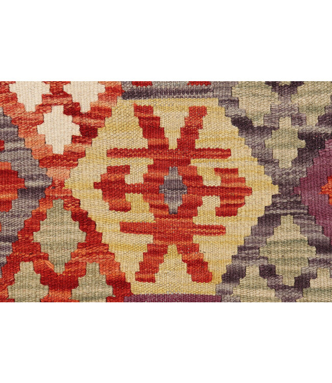 Handgeweven Afghaanse Kelim Vloerkleed – 293x209 cm – Rood Tribal Patroon