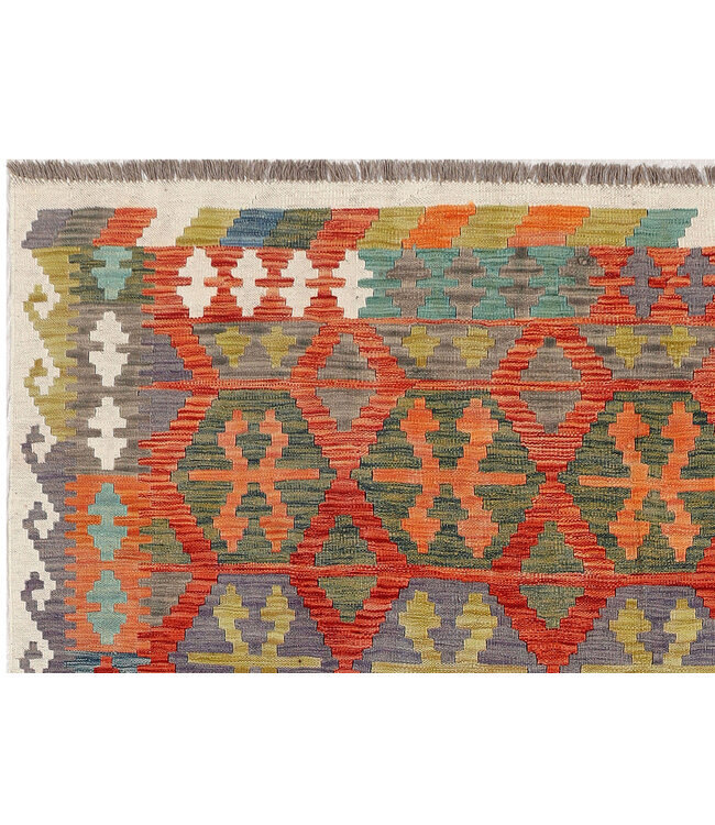 Handwoven Afghan Kilim Rug  – 295x205 cm – Multicolor Tribal Motif