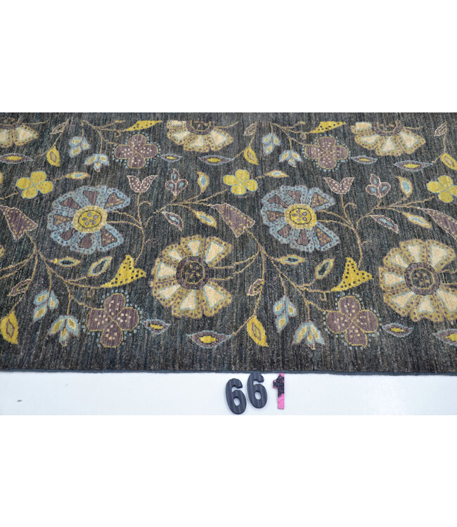 Dark Grey Floral Modern Rug - 304 x 82 cm