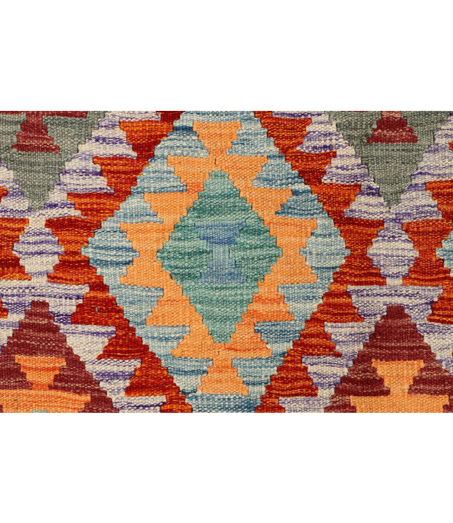 Handwoven Afghan Kilim Rug – 300x206 cm – Traditional Tribal Diamond Design