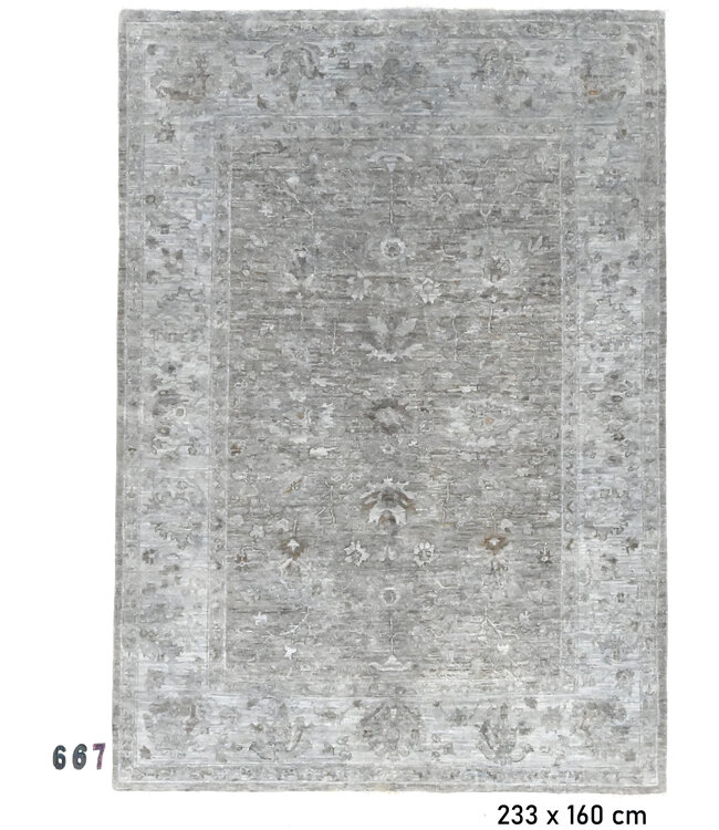 Grey Modern 667 – Hand-Knotted Wool Rug 233 x 160 cm